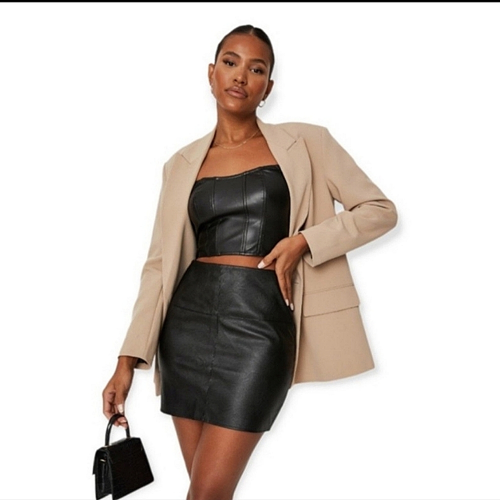 Vintage Byrnes & Baker Leather Mini Skirt size Small